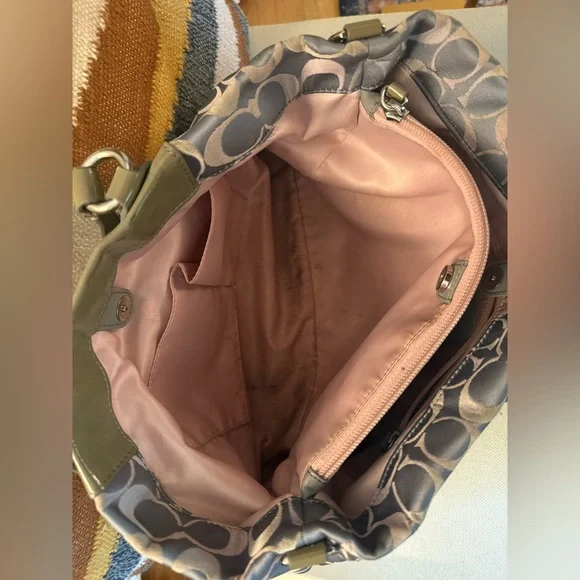 Coach Ashley Signature Sateen Large Satchel Bag Gray Khaki F18450 - Picture 10 of 15